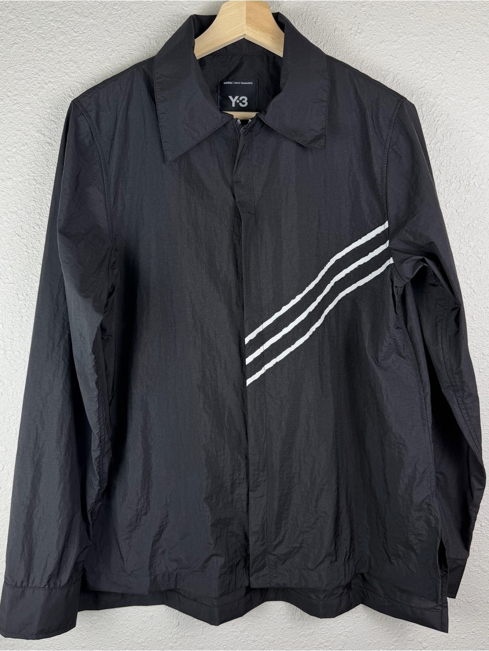 adidas Y-3 Yohji Yamamoto Raw Edge 3 Stripes Shirt Womens XS Black KF1193 NWT